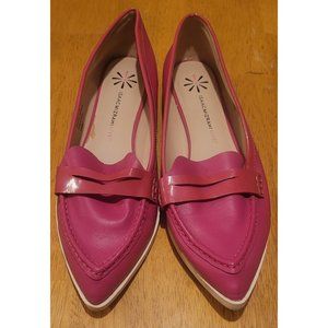 Isaac Mizrahi Madelyn Pink Leather Pointed Toe Boat Shoe Flats Size 12